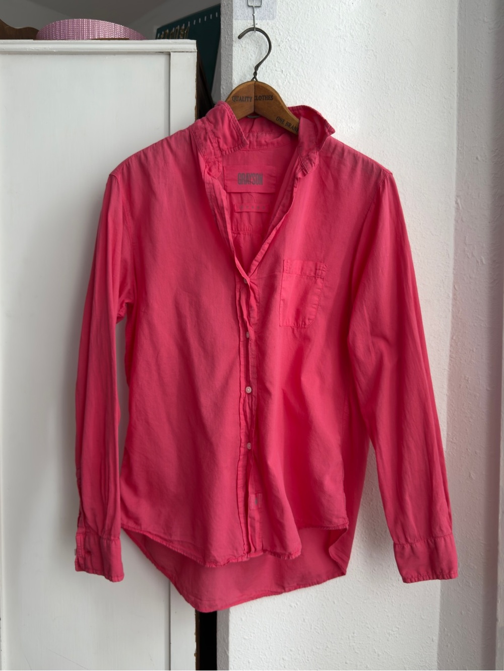 Grayson The Hero 100% cotton collar button up pink